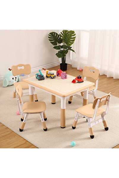Garvee طقم طاولة أطفال و4 كراسي، قابل للتعديل مع أرجل مانع للانزلاق وسطح مكتب...