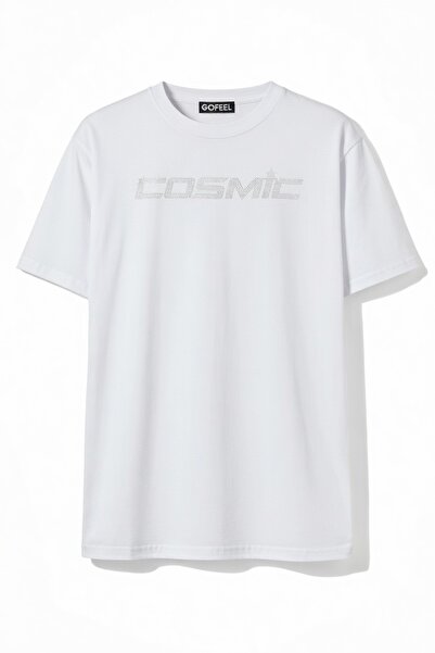 Gofeel Μπλουζάκι Unisex oversized White Cosmic Glitter Stone