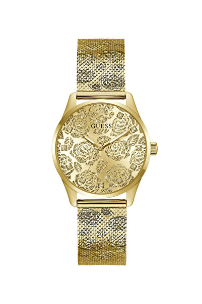 Guess Ladies Yellow Gold Tone Round Analog Watch