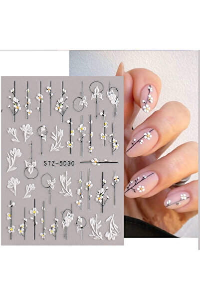 Sibelon Tırnak Sticker 5D Çicek Desen