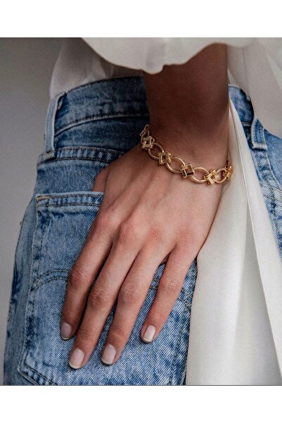 Mope Accessories Gold Detailed Design Steel Bracelet