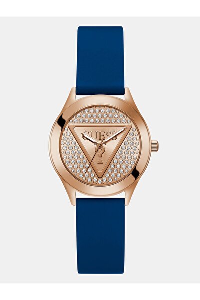 Guess Ladies Blue Rose Gold Tone Analog Watch