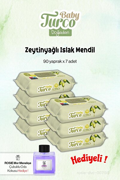 7 Paket Zeytinyağlı Islak Havlu 90'lı ve Rosie Koku Hediye
