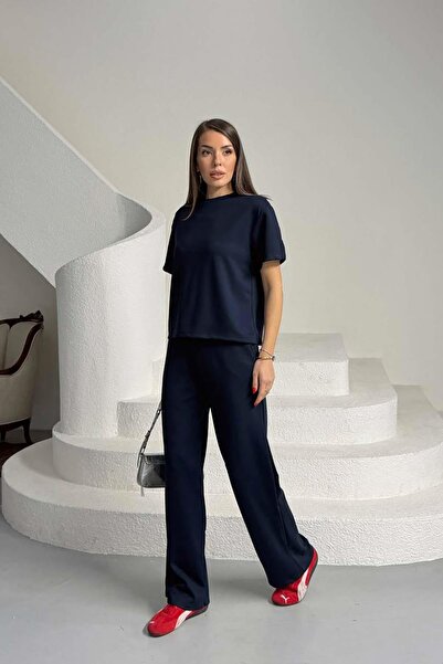 MyLoore Set dublu pentru femei, albastru marin modal din material textil, MLB151