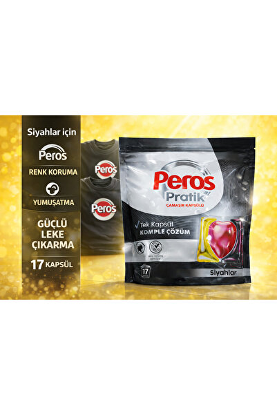 Peros Pratik Çamaşır Kapsülü 17’li Siyahlar İçin Güçlü Leke Çıkarma & Renk Ko...