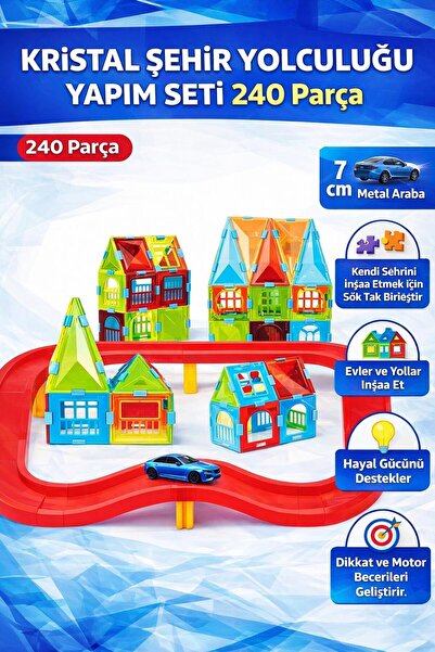 YILDIRIM OYUNCAK 240 Parça Arabalı Kristal Şehir Blokları Okul Öncesi Eğitici...