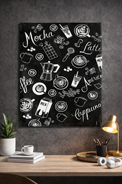BLT DİZAYN Barista's Menu Chalk Drawing Style Modern Glass Painting