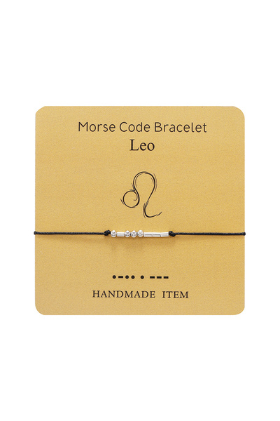 EFAYN.RO Leo zodiac morse code bracelet, silver, handmade, black, EFAYN, unisex