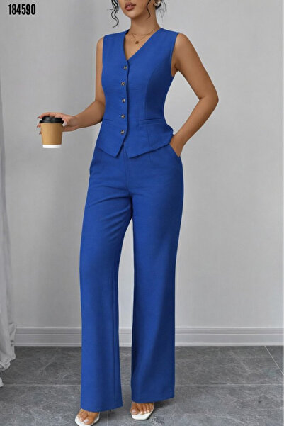Modayakamoz Women's Strappy Button-Front Blouse Pants Linen Two-Piece Set Sum...