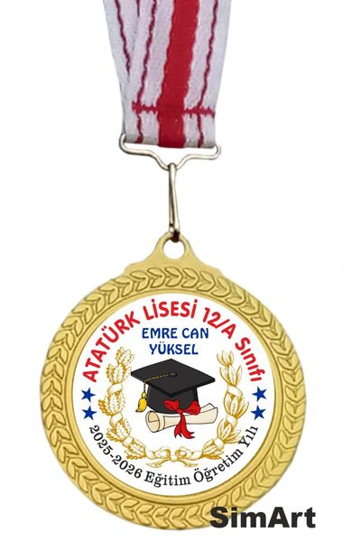 Mezun Oluyorum Mezuniyet madalyası Okula ve İsme Özel Kişiselleştirilebilir T...