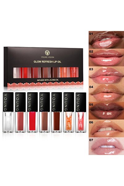 Arabest 7 Pcs Lip Glow Oil，Lip Gloss with Jojoba Seed Oil，Moisturing and Plum...