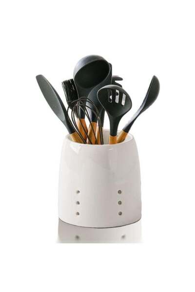 Arabest Ceramic Utensil Crock – Ventilated Countertop Organizer for Spoons & ...