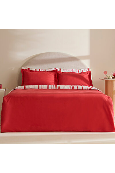 Karaca Home Cool Stripe Çift Kişilik Nevresim Takımı Kırmızı
