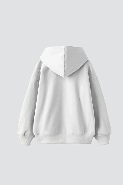 Sekizbiraltı But Why Baskılı Oversize Unisex Beyaz Hoodie