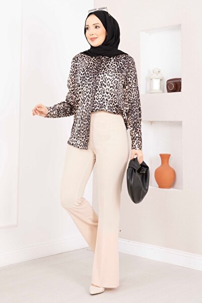 EBRUTESETTÜR Elastic Waist Flared Pants Cream