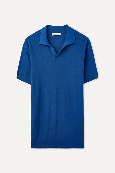 Mudo Textured Polo Collar Short Sleeve Knit Sweater