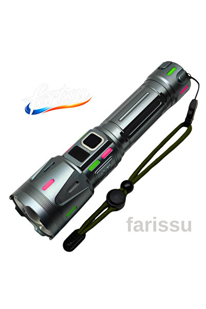 farissu Everton RT-063 B Beyaz Lazer Taktik El Feneri - 60W, 6000 Lümen, 2km ...