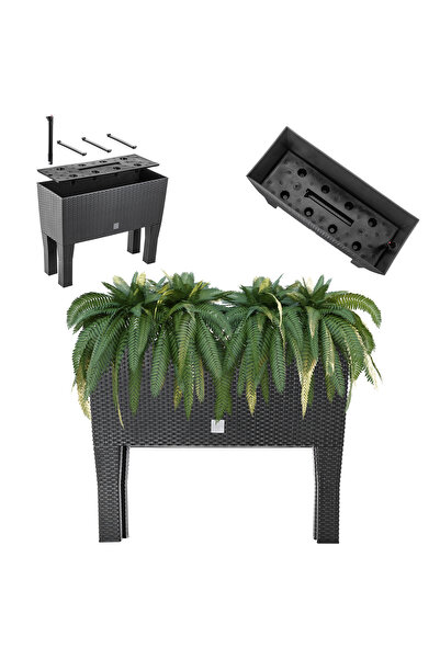 KADAX Ghiveci de grădină cu ghiveci + cutie de flori pe picioare, antracit, 8...
