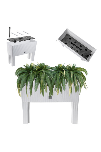 KADAX Ghiveci de grădină cu flori + cutie de flori pe picioare, alb, 60 cm