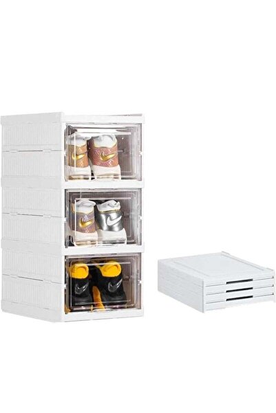Arabest Foldable Shoe Box Foldable Shoe Rack with Clear Door for Entryway Col...