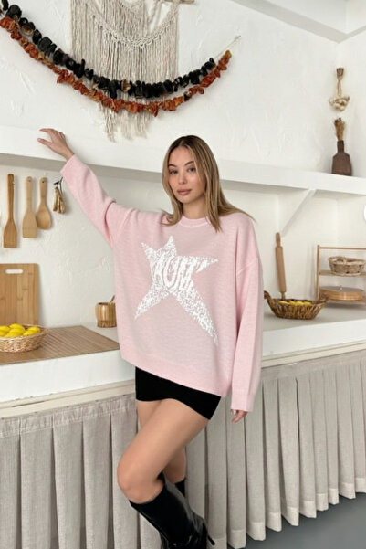 FLEX FASHION Ženski popularni zvezdani detaljni široki Oversize kroj trend pl...