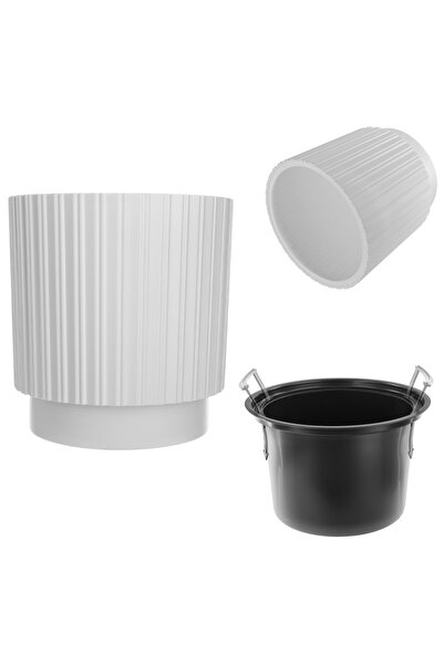 KADAX Ghiveci de flori 30 cm, capac cu insert, ghiveci de flori, plastic alb