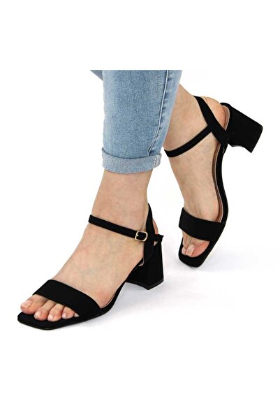 mm Elegant women's Sandals , made of Velvet, with medium and square heel 980-...