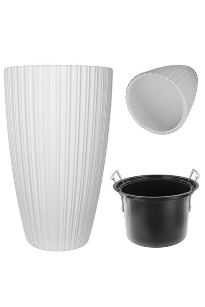 KADAX Ghiveci de flori 30 cm, capac cu insert, ghiveci de flori din plastic, alb