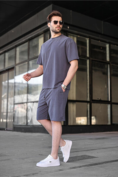 Madmext Smoked Tencel Fabric Men's Shorts T-Shirt Set E7349