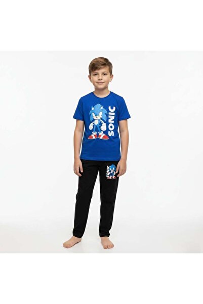 levanapajamas بيجاما ولادي "سونيك ذا هيدجهوج" - تيشيرت أزرق ملكي وبنطال أسود