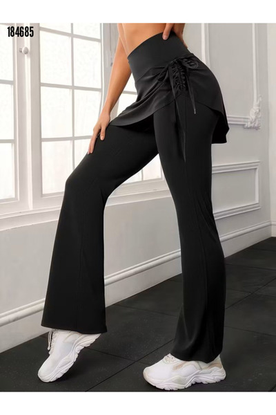 Modayakamoz Kadın Yüksek Bel Yandan Büzgülü İspanyol Paça Toparlayıcı Tayt Pa...