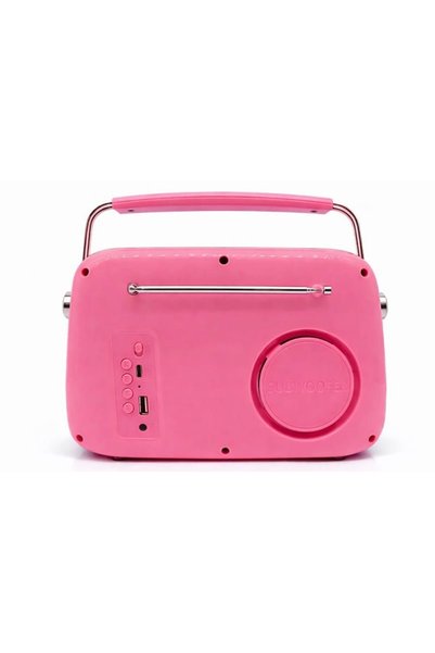 crownwel Retro Tasarımlı Bluetooth FM Radyo Pembe
