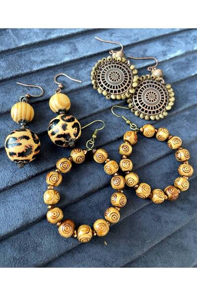 Luxiva 3 Pcs Brown Resin Good Quality Earrings