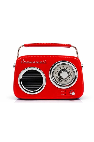 crownwel Retro Tasarımlı Bluetooth FM Radyo Kırmızı