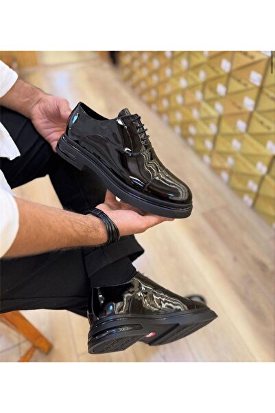 Parlak Hakiki Deri Bağcıklı İthal Taban Casual Ayakkabı