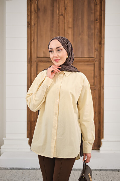 LOCCO Women's Plain Oversized Shirt Cream