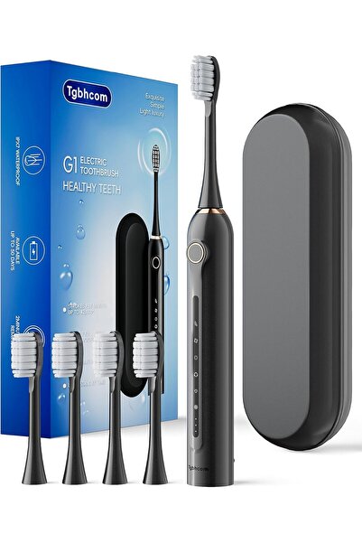 Arabest فرشاة أسنان كهربائية سوداء، مع 4 رؤوس فرشاة، وعلبة سفر لفرشاة الأسنان...