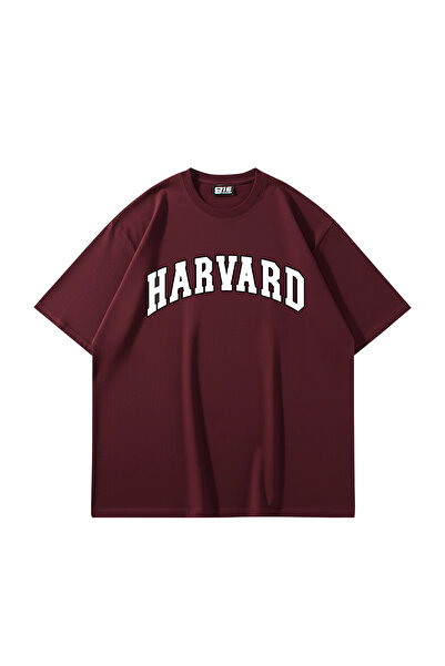 Bak Moda Μπλουζάκι Harvard V2 με στάμπα, υπερμεγέθη, unisex, σε μπορντό χρώμα