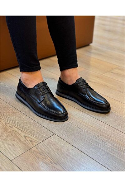 Parlak Bağcıklı Hakiki Deri Casual Termo Taban Ayakkabı