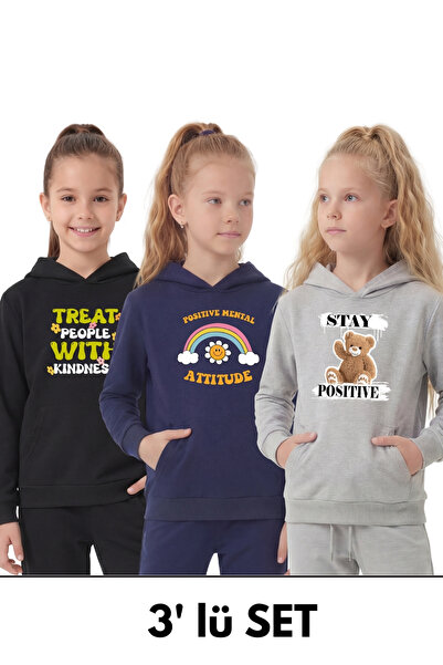 FYK COLLECTİON Φούτερ 3 τεμαχίων για κορίτσια 3-σε-1 με κουκούλα και Kangaroo...