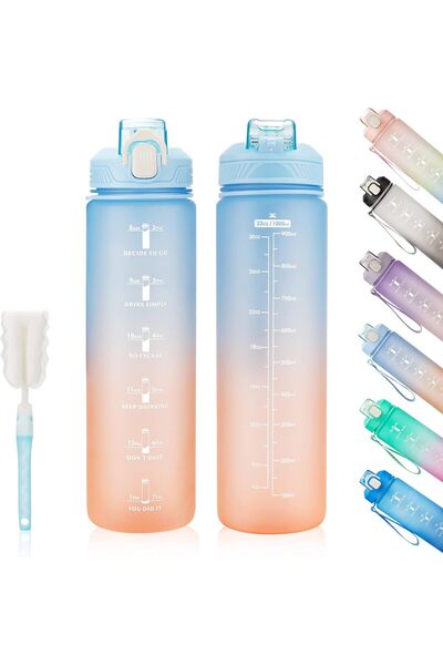 Arabest زجاجة مياه رياضية من ماركر - سعة 32 أونصة مع مؤشرات لأوقات الشرب، مان...