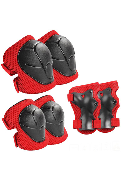 Choice4 Red 6PCS Kids Protective Gear Set for 3-14 Years, Knee Elbow Pads & W...