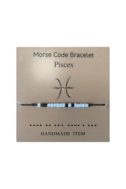 EFAYN.RO Pisces zodiac Morse code bracelet, silver, handmade, black, EFAYN, u...