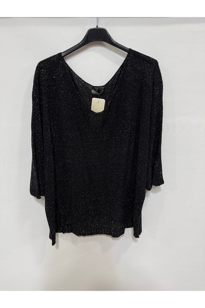 della moor Women's Black Italian Fakir Sleeve S Glittery m Modal O Oversized ...