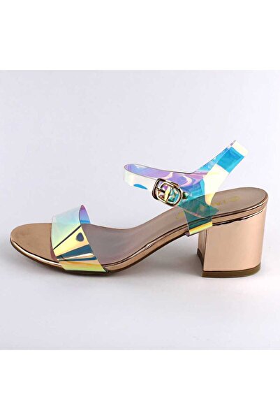 mm Women's Sandals , gold, with medium heel, square W2018-3-GOLD