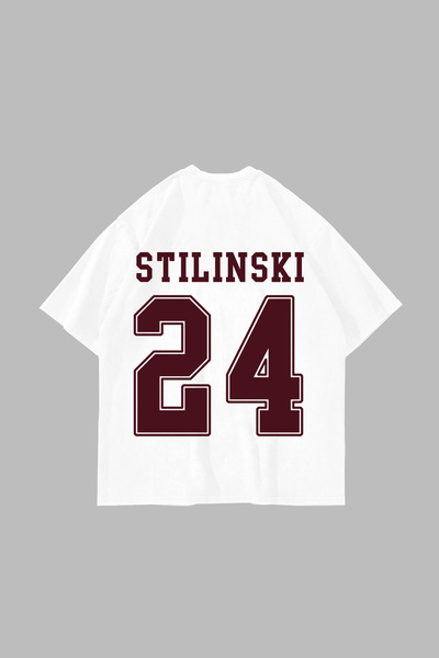 Sekizbiraltı Stilinski Štampano Oversize kroj Unisex bela majica