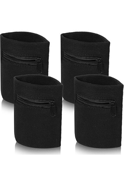 Arabest حقيبة معصم بسحاب، 4 قطع من أربطة معصم قطن للعرق للرياضات الخارجية وال...