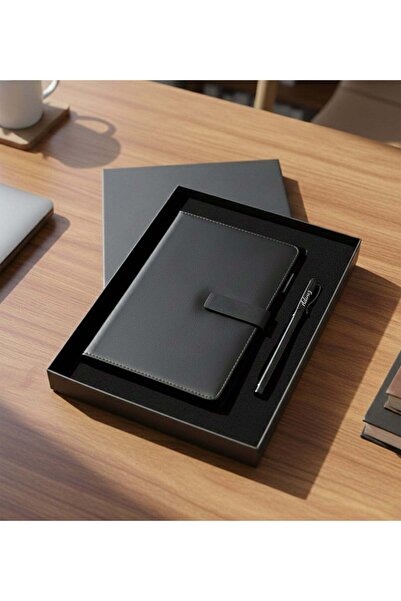 Trendmiya Special Boxed Black Medium Size Notebook and Pen Set