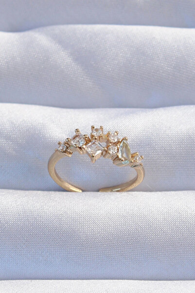 shopwave النحاس الذهب اللون الزركون حجر قطرة التفاصيل حلقة قابلة للتعديل