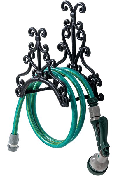 Arabest Wall Mounted Garden Hose Holder, Decorative Floral Pattern Hanging Ho...